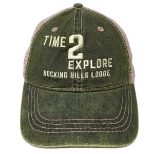 Time 2 Explore Hocking Hills Lodge Snapback Trucker Hat Green One Size Ace USA